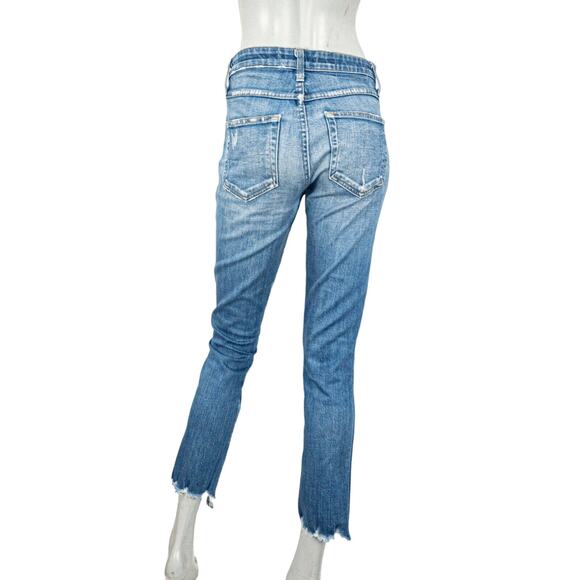 AMO Denim Lover Slim High-Rise Jeans Chewed Hem Blue knockout Size 27 - Picture 4 of 11